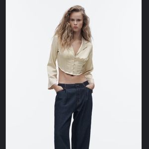 Zara NEW WITH TAGS satin effect corset top